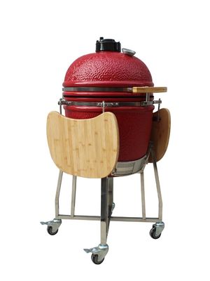 Гриля угля 22 дюймов огнестойкость красного цвета Kamado керамического на открытом воздухе